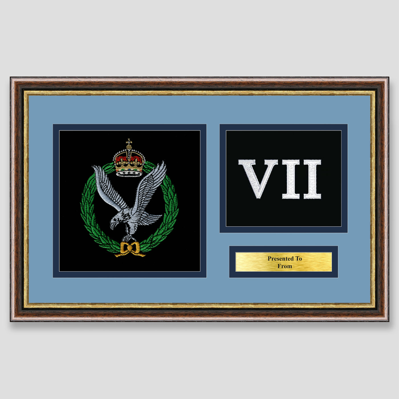 Army Air Corps & 7 AAC Roman Numerals Framed Military Embroidery Presentation