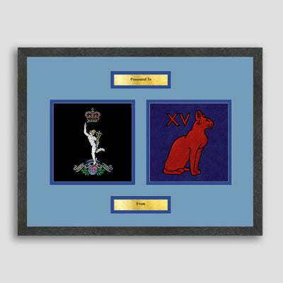Corps of Signals & 15 Signals Framed Military Embroidery Presentation