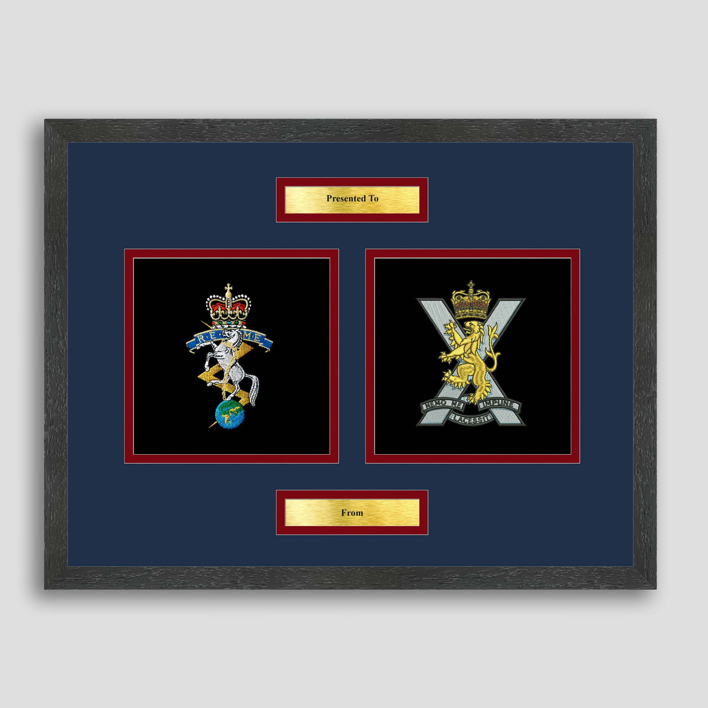 Royal Regiment of Scotland & REME Framed Military Embroidery Presentation