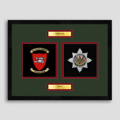 AFV Gunnery School Corps & Royal Dragoon Guards Framed Military Embroidery Presentation