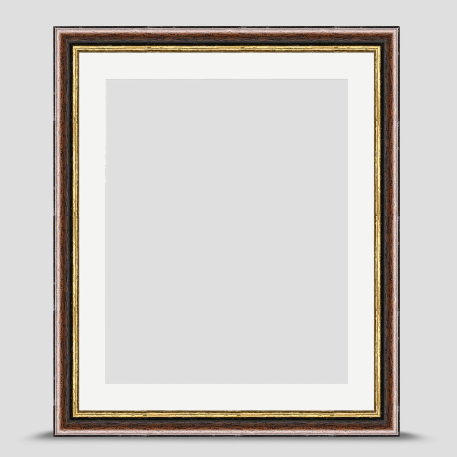 Classic Square 12x10 Brown & Gold Picture Frame Including a 10x8 Mount