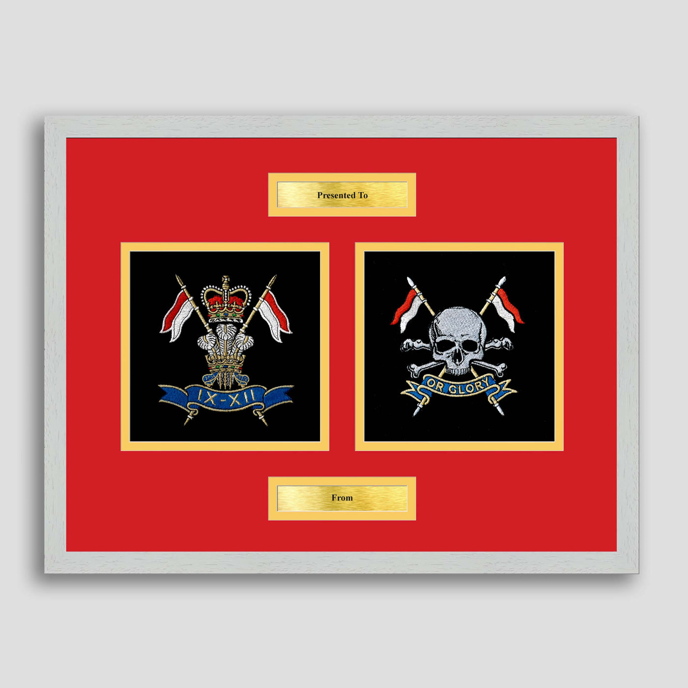 9th/12th Lancers & The Royal Lancers Framed Military Embroidery Presentation