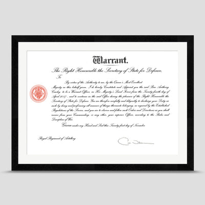 Black Coloured Picture Frame for Military Warrant or Commission Scroll