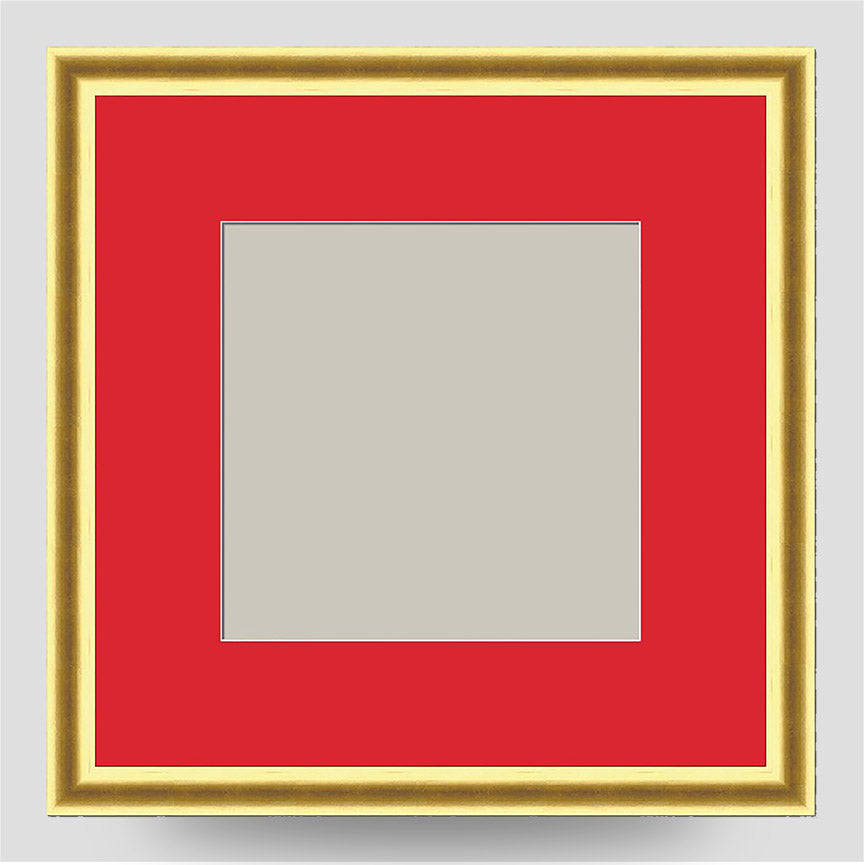 6x6 Thin Gold Cushion Picture Frame with a 4x4 Mount