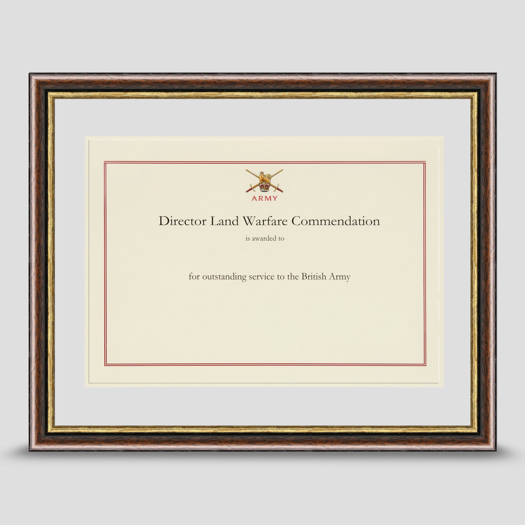 Military Commendation Certificate Presentation Frame including a mount ...
