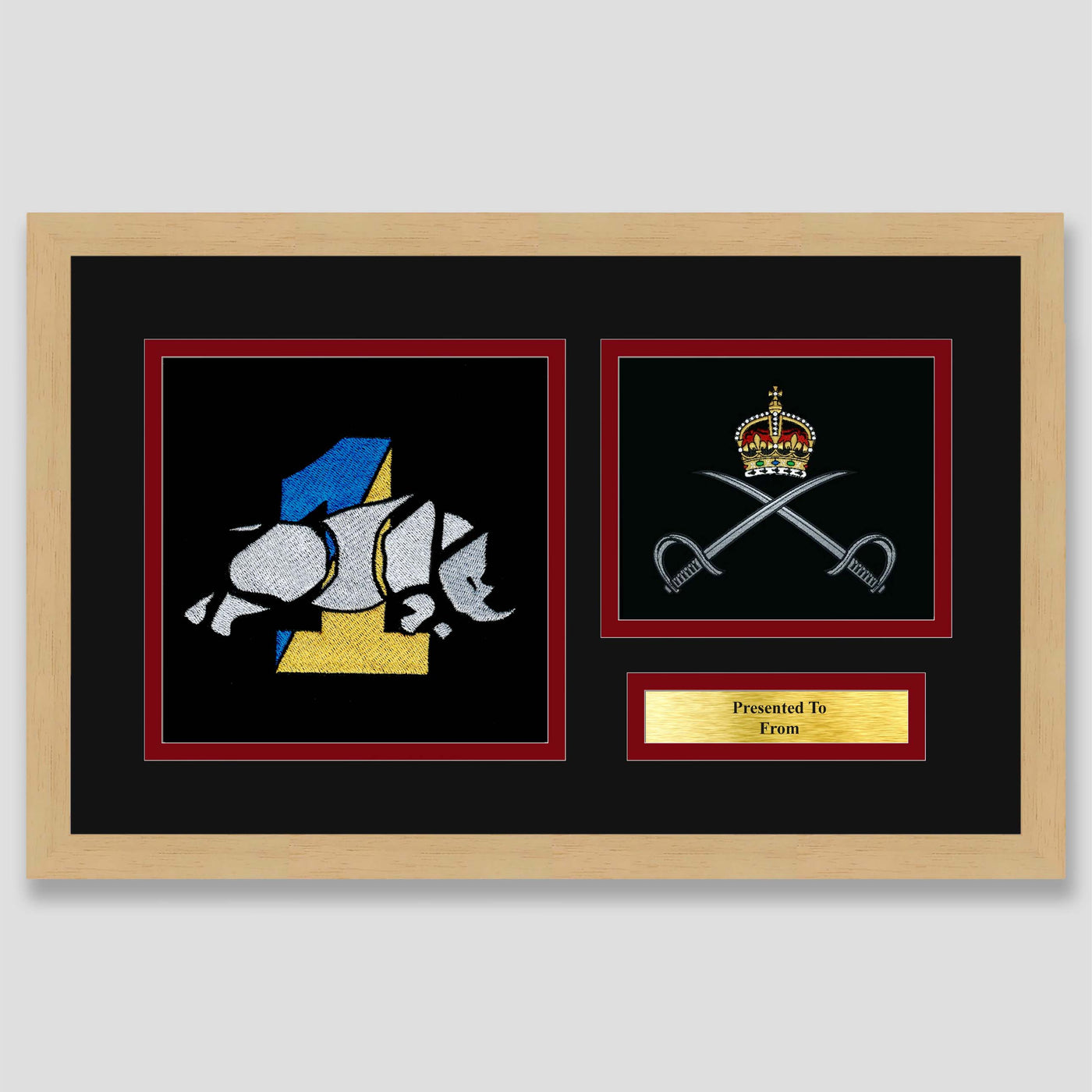 1 Royal Logistics Corps & Royal Army Physical Training Corps Framed Military Embroidery Presentation