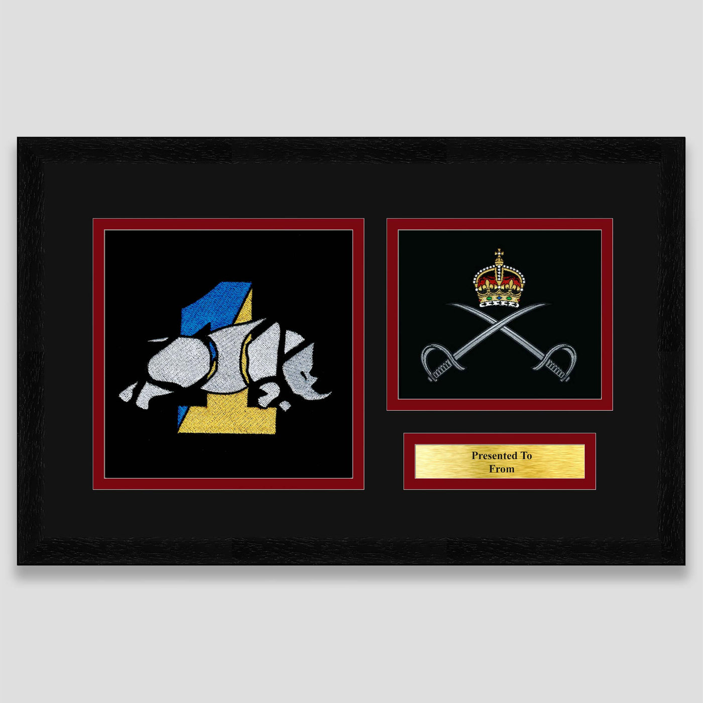 1 Royal Logistics Corps & Royal Army Physical Training Corps Framed Military Embroidery Presentation