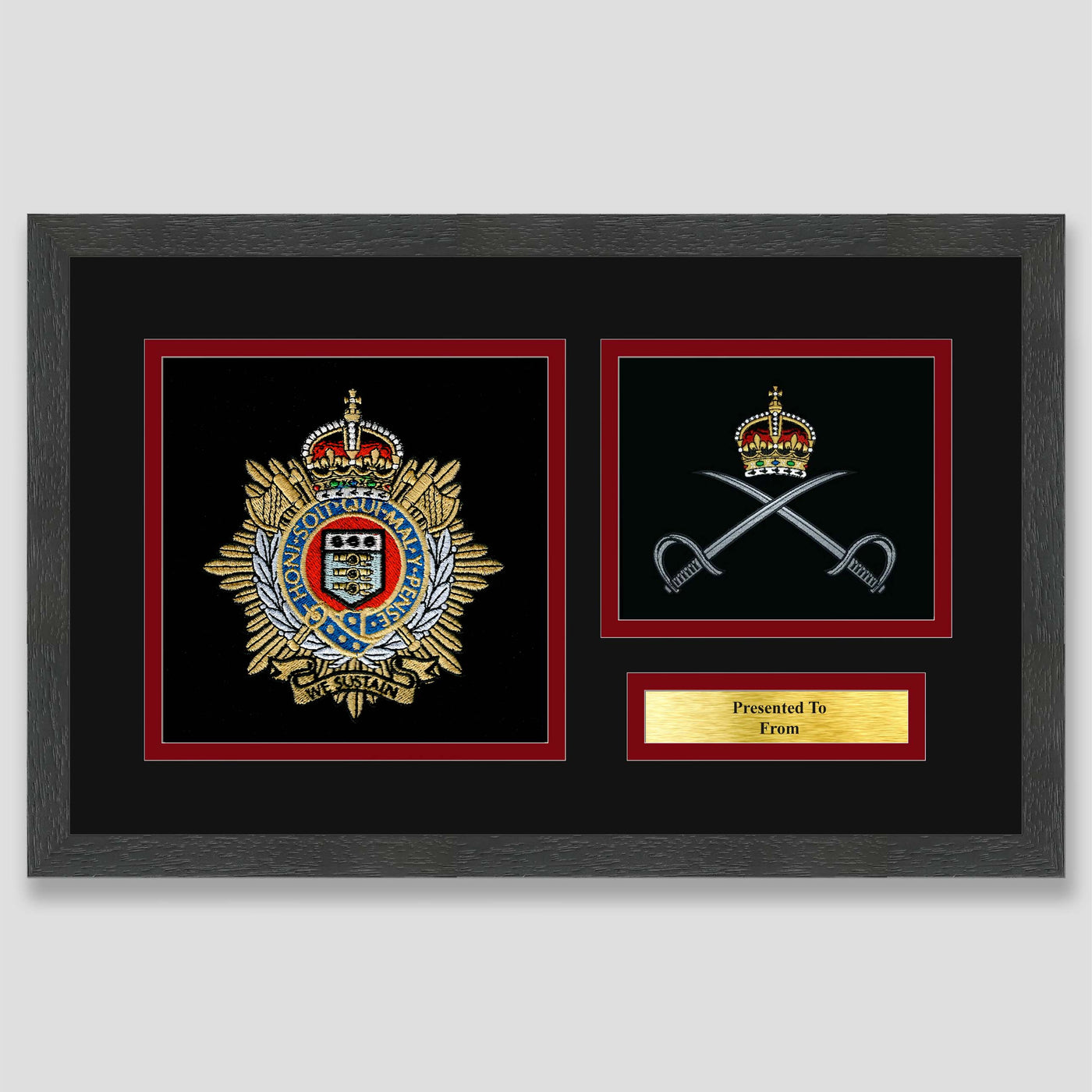 Royal Logistics Corps & Royal Army Physical Training Corps Framed Military Embroidery Presentation