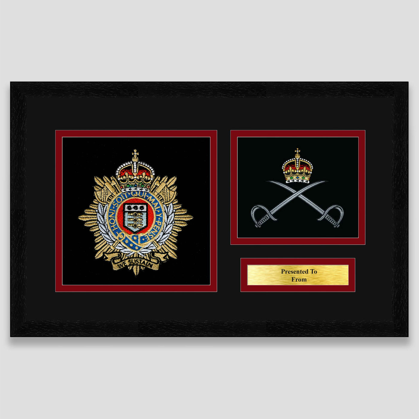 Royal Logistics Corps & Royal Army Physical Training Corps Framed Military Embroidery Presentation