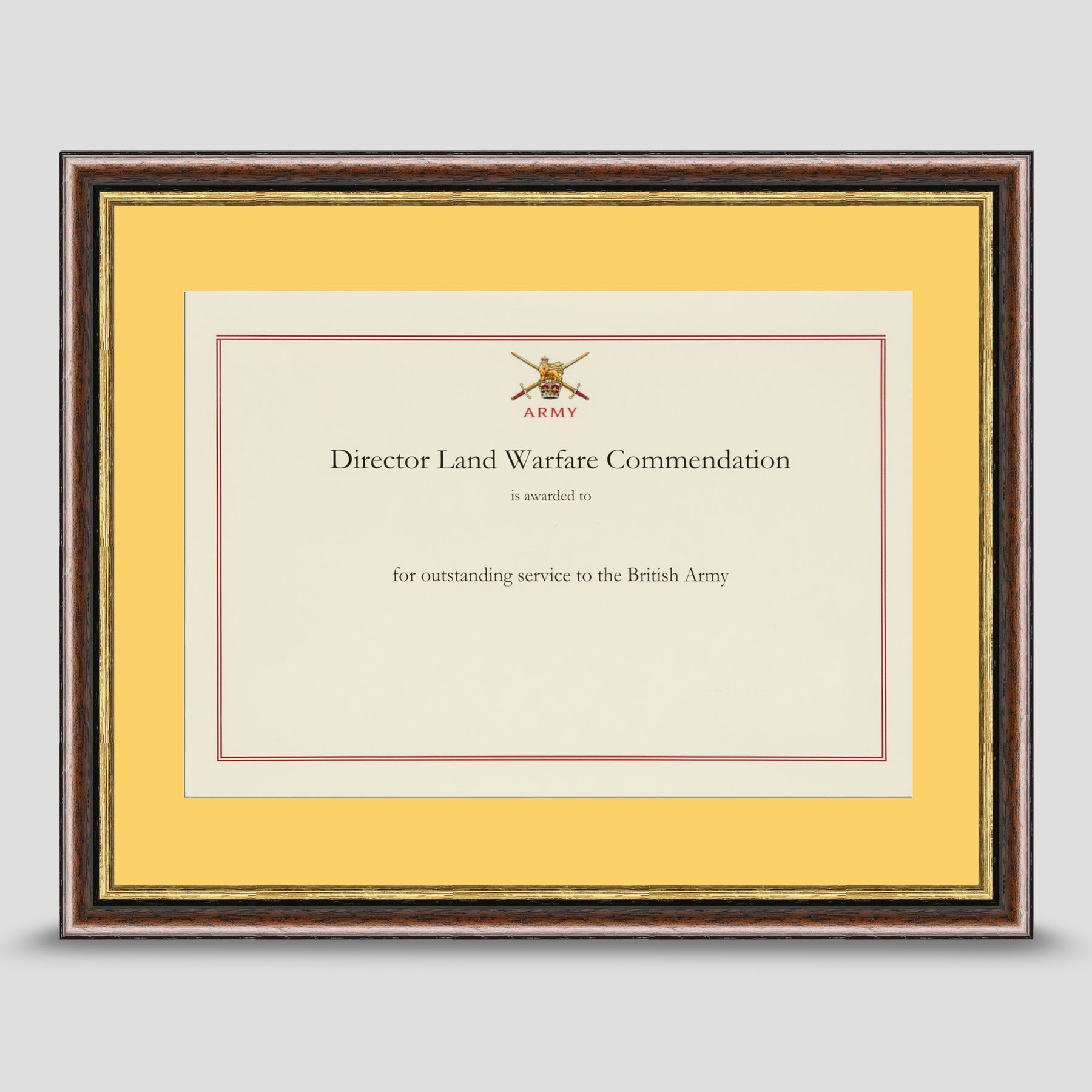Military Commendation Certificate Presentation Frame including a mount ...