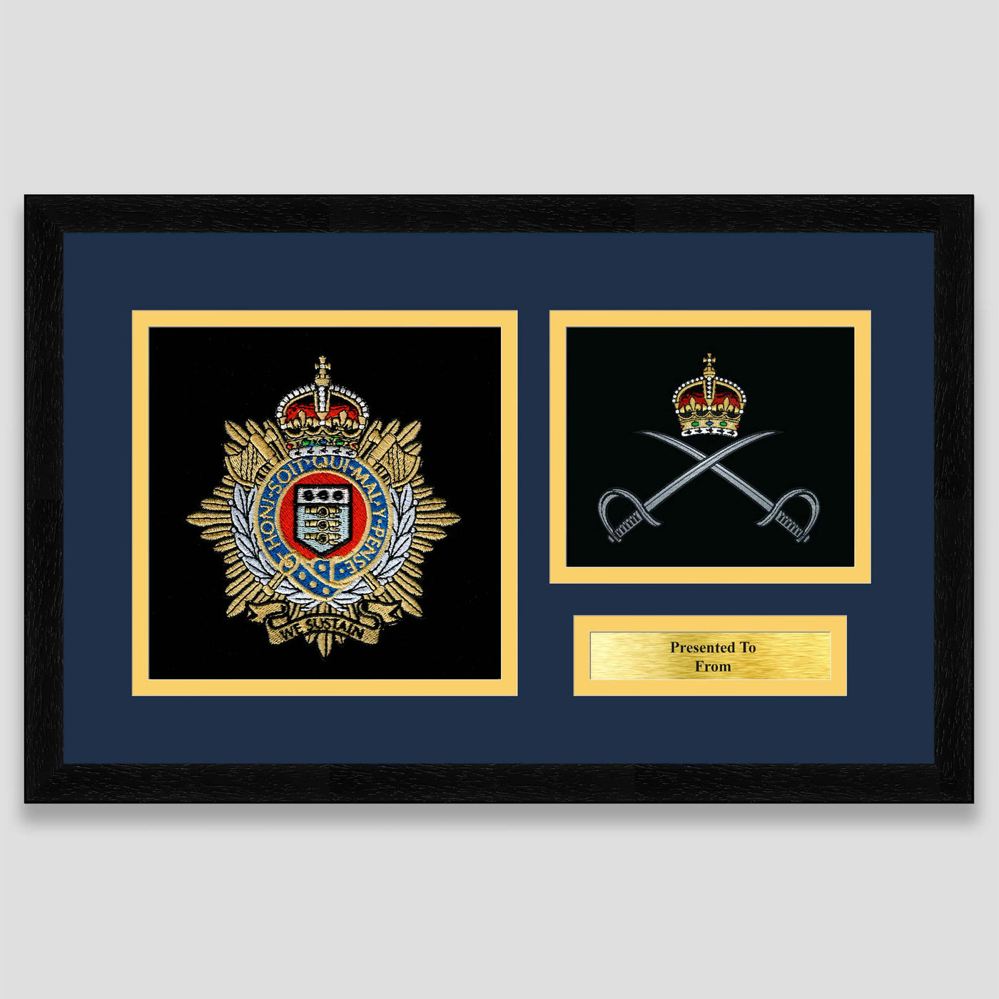 Royal Logistics Corps & Royal Army Physical Training Corps Framed Military Embroidery Presentation