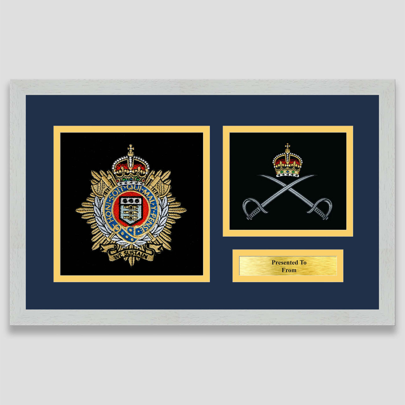 Royal Logistics Corps & Royal Army Physical Training Corps Framed Military Embroidery Presentation