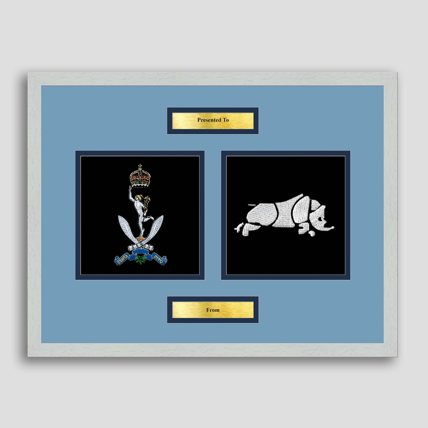 Queen's Gurkha Signals & 1 Signals Framed Military Embroidery Presentation