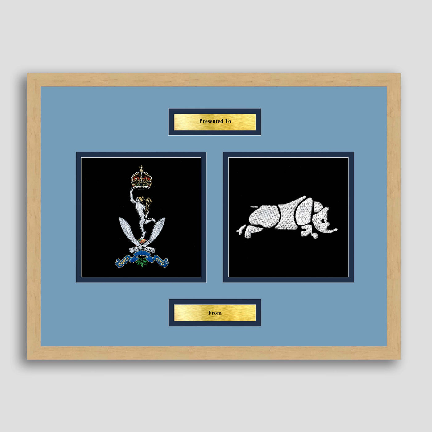Queen's Gurkha Signals & 1 Signals Framed Military Embroidery Presentation