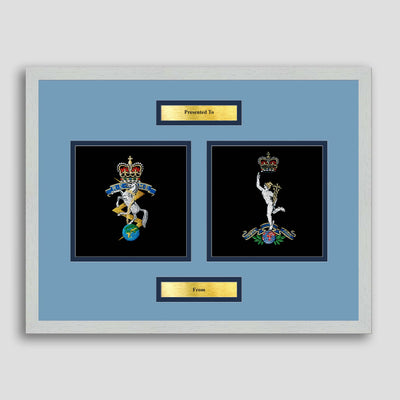 REME & Royal Signals Badge Framed Military Embroidery Presentation