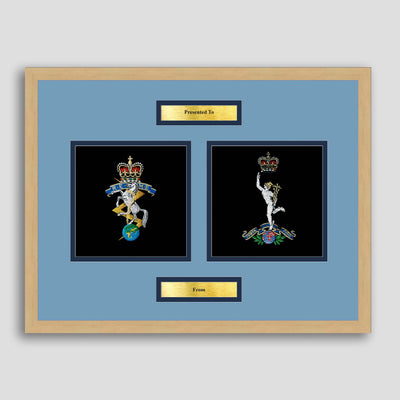 REME & Royal Signals Badge Framed Military Embroidery Presentation