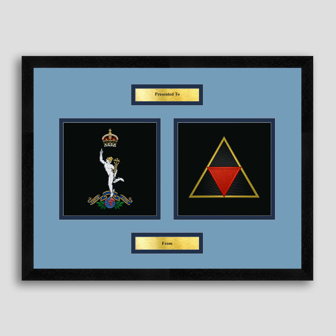 Corps of Signals & 3 (UK) Division Framed Military Embroidery Presentation