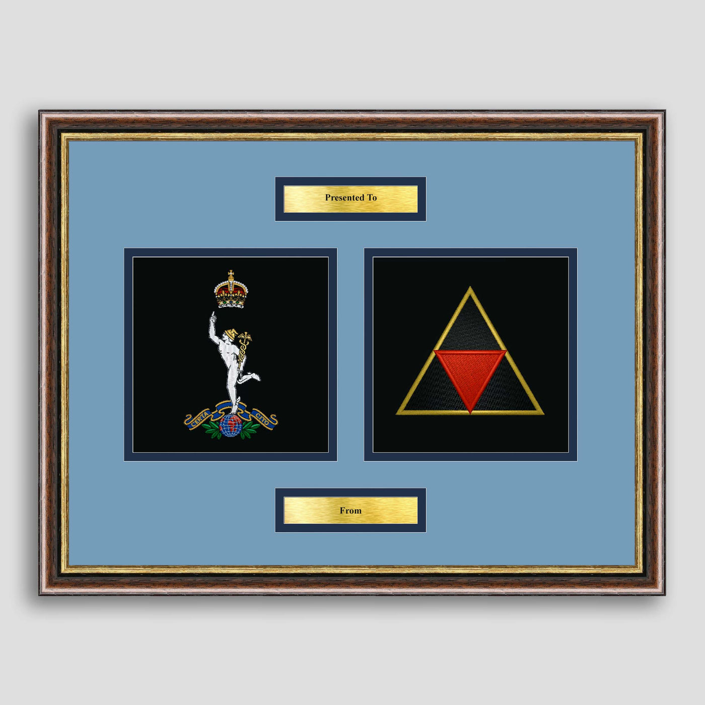 Corps of Signals & 3 (UK) Division Framed Military Embroidery Presentation