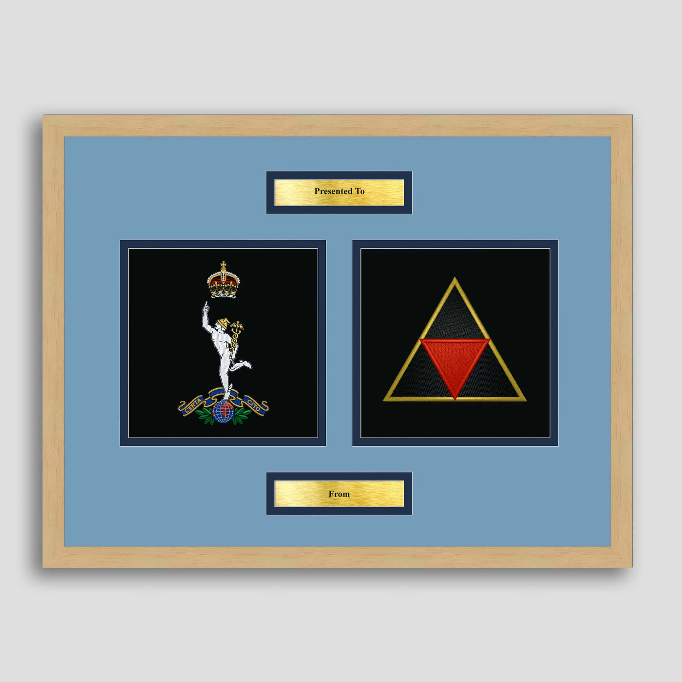 Corps of Signals & 3 (UK) Division Framed Military Embroidery Presentation