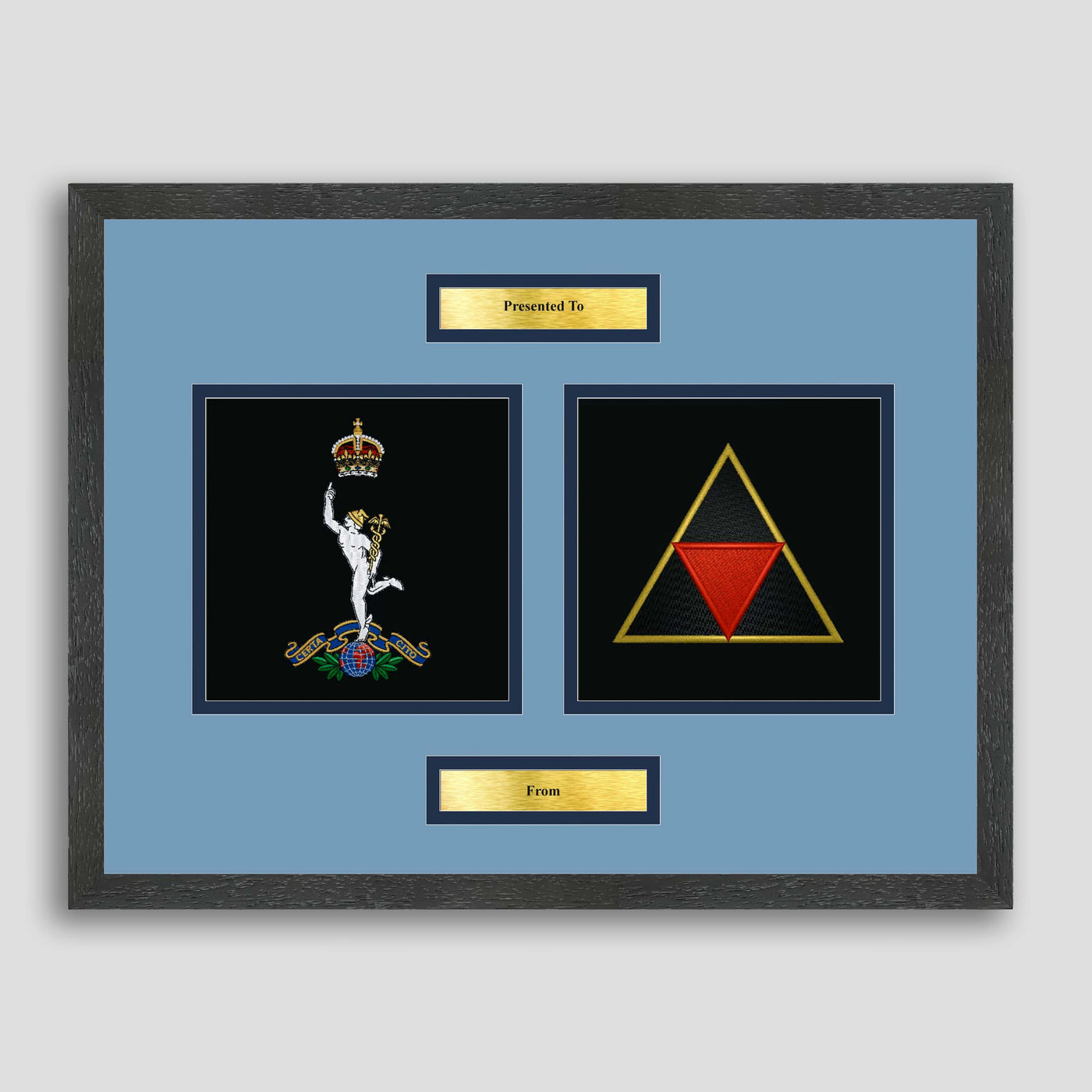 Corps of Signals & 3 (UK) Division Framed Military Embroidery Presentation