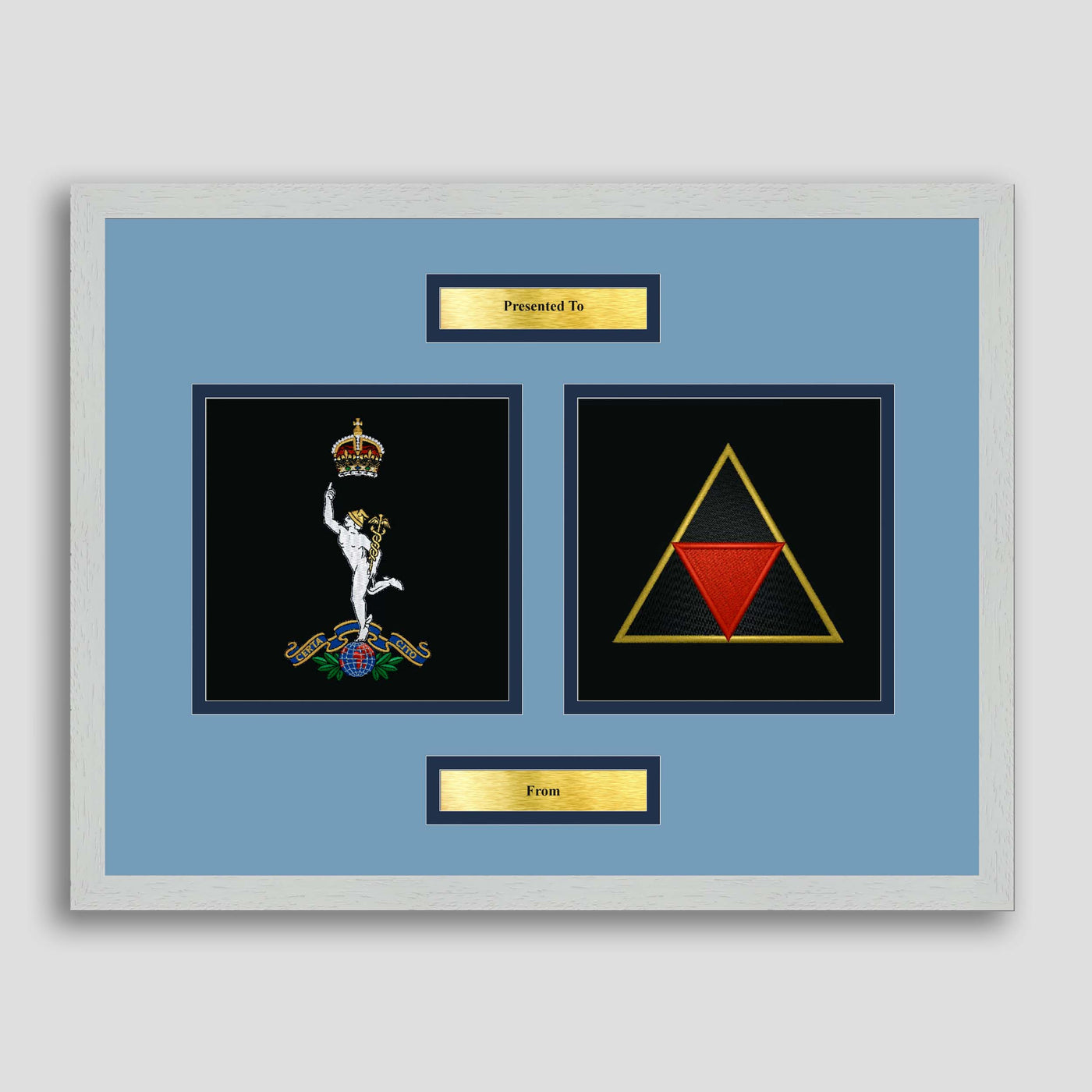 Corps of Signals & 3 (UK) Division Framed Military Embroidery Presentation