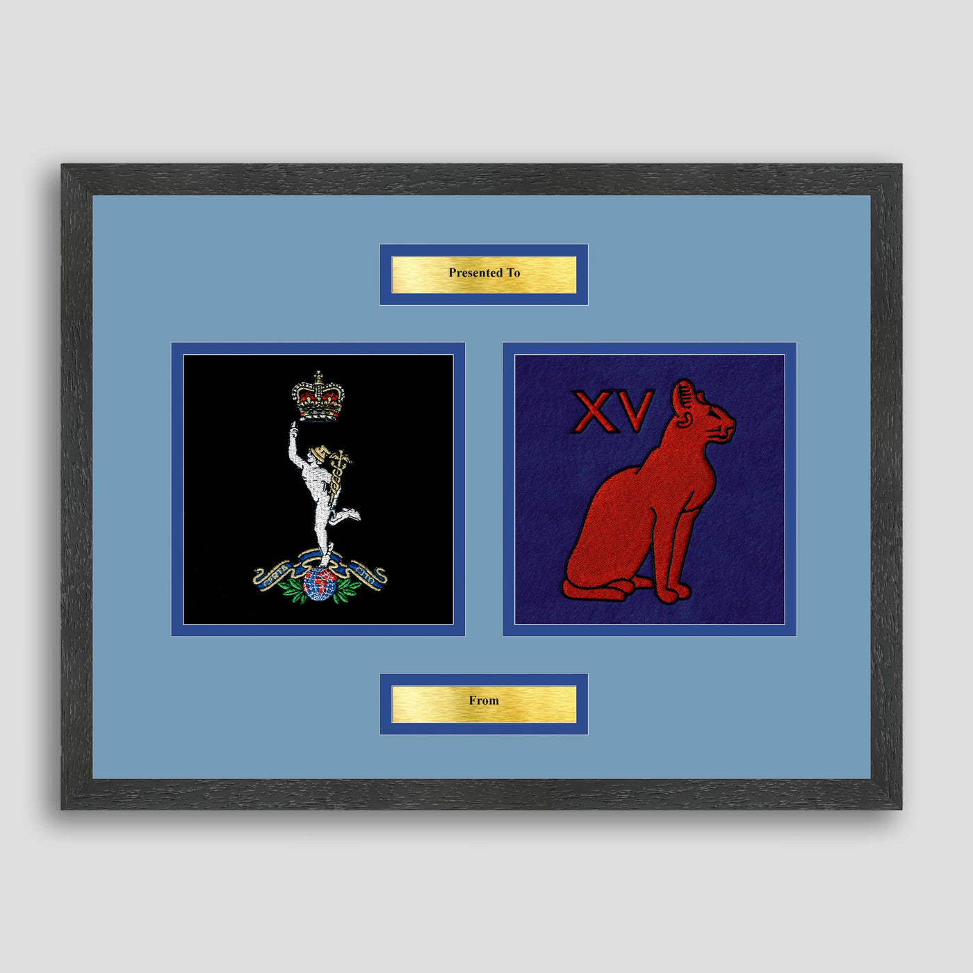 Corps of Signals & 15 Signals Framed Military Embroidery Presentation