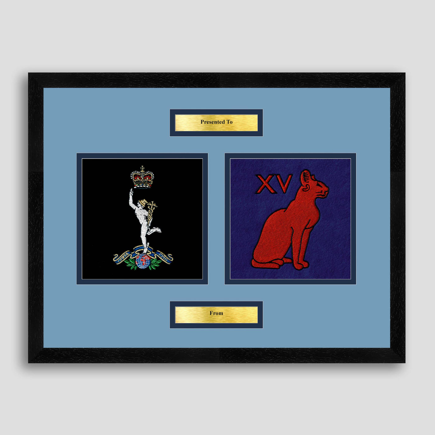 Corps of Signals & 15 Signals Framed Military Embroidery Presentation