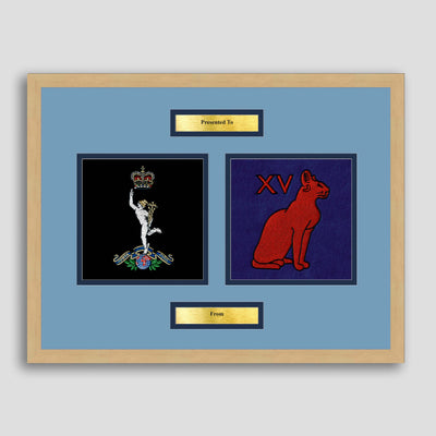 Corps of Signals & 15 Signals Framed Military Embroidery Presentation