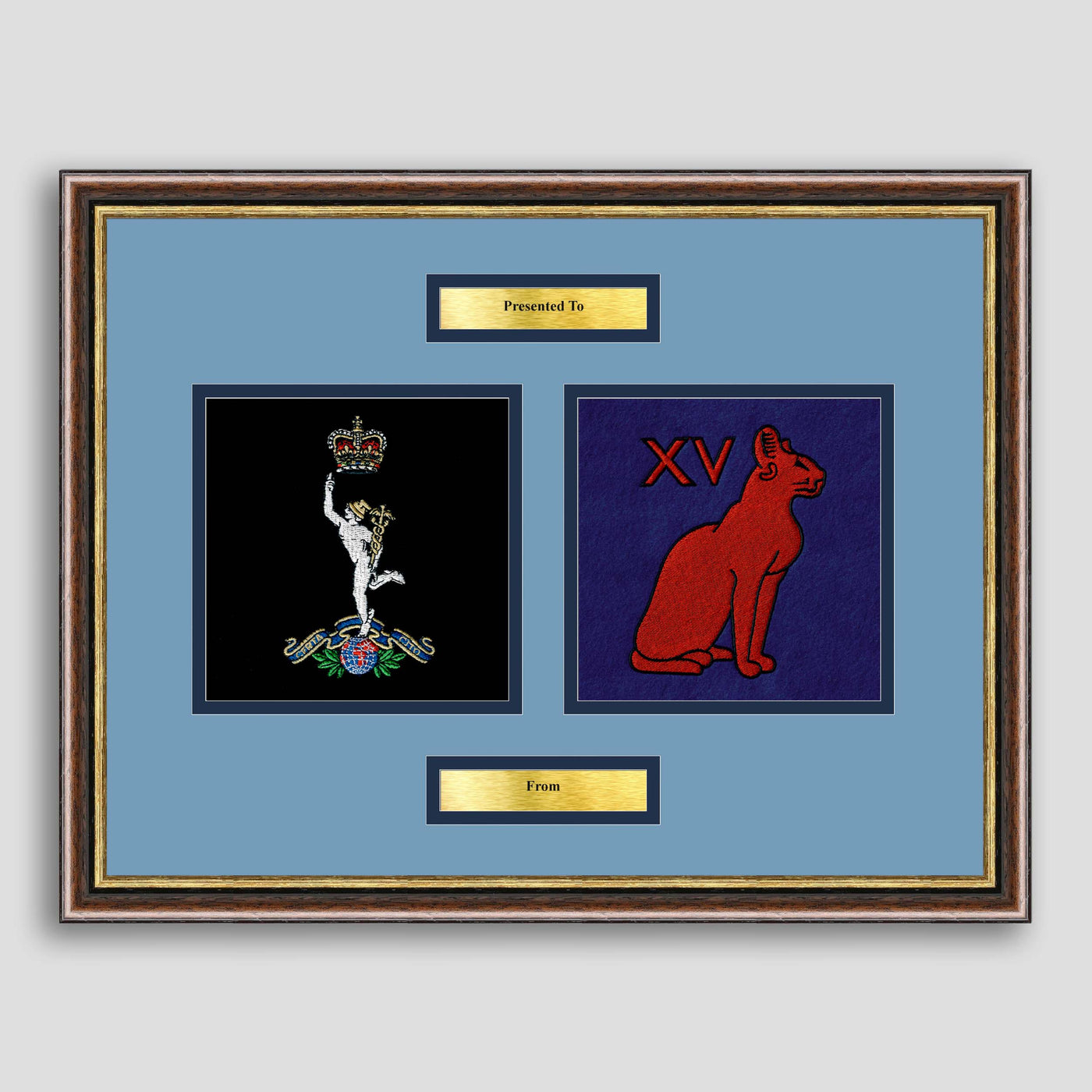 Corps of Signals & 15 Signals Framed Military Embroidery Presentation