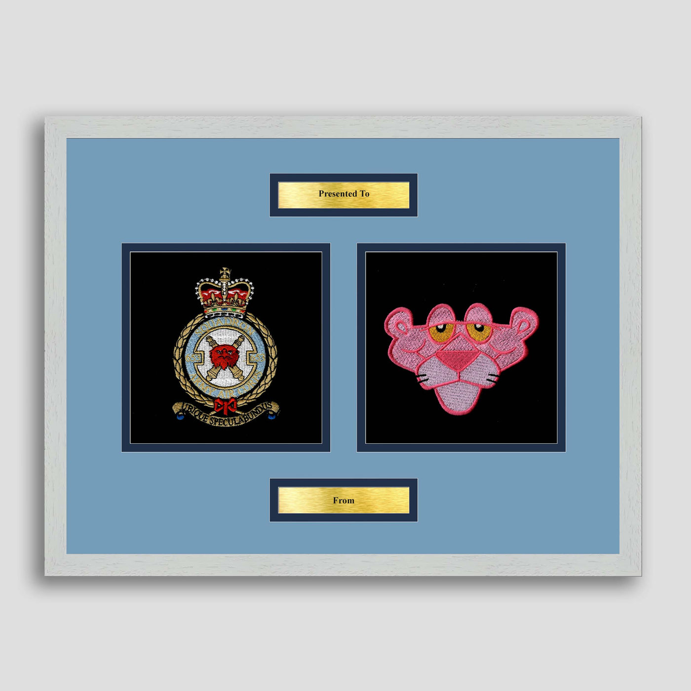 653 Sqn Army Air Corps & The Pink Panther Framed Military Embroidery Presentation