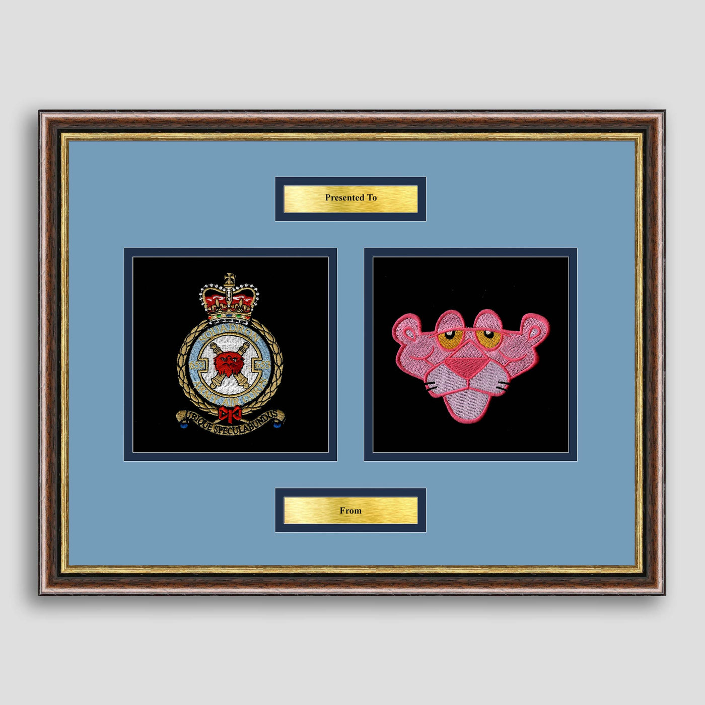 653 Sqn Army Air Corps & The Pink Panther Framed Military Embroidery Presentation