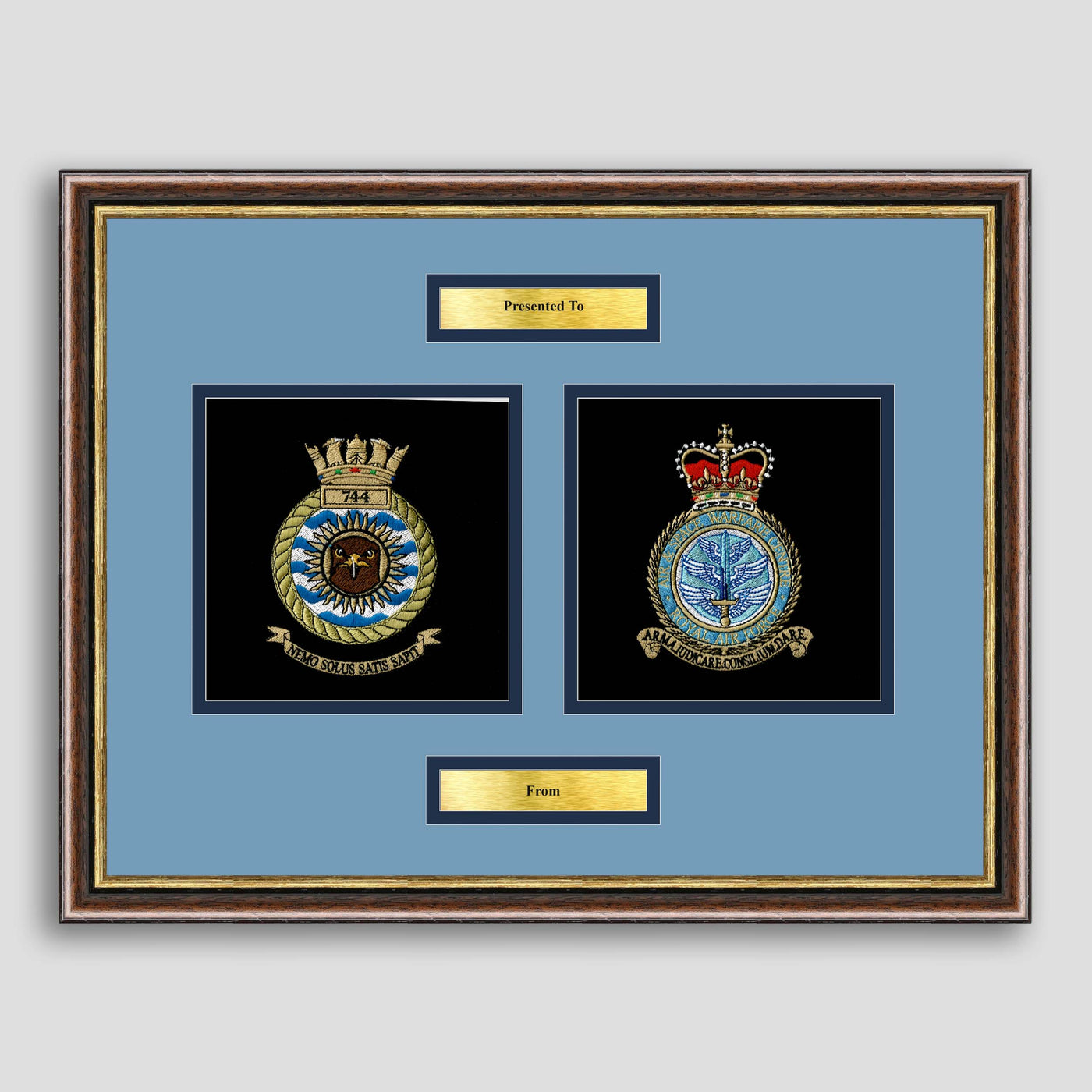 744 Naval Air Squadron & Air and Space Warfare Centre Framed Military Embroidery Presentation
