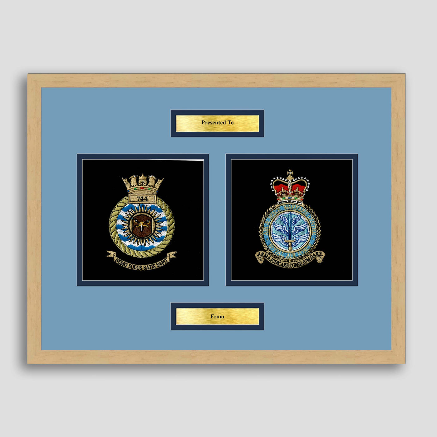 744 Naval Air Squadron & Air and Space Warfare Centre Framed Military Embroidery Presentation