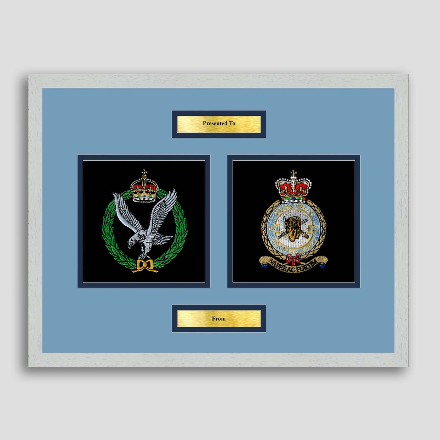 Army Air Corps & 671 Sqn Framed Military Embroidery Presentation