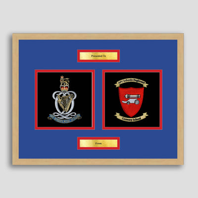Queen's Royal Hussars & AFV Gunnery School Framed Military Embroidery Presentation