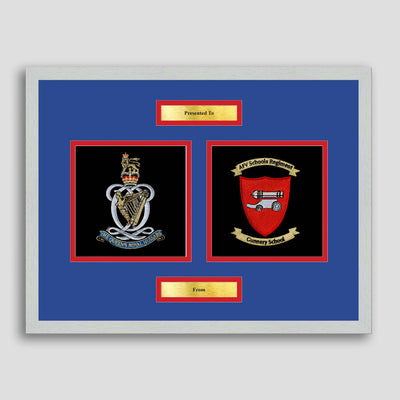 Queen's Royal Hussars & AFV Gunnery School Framed Military Embroidery Presentation