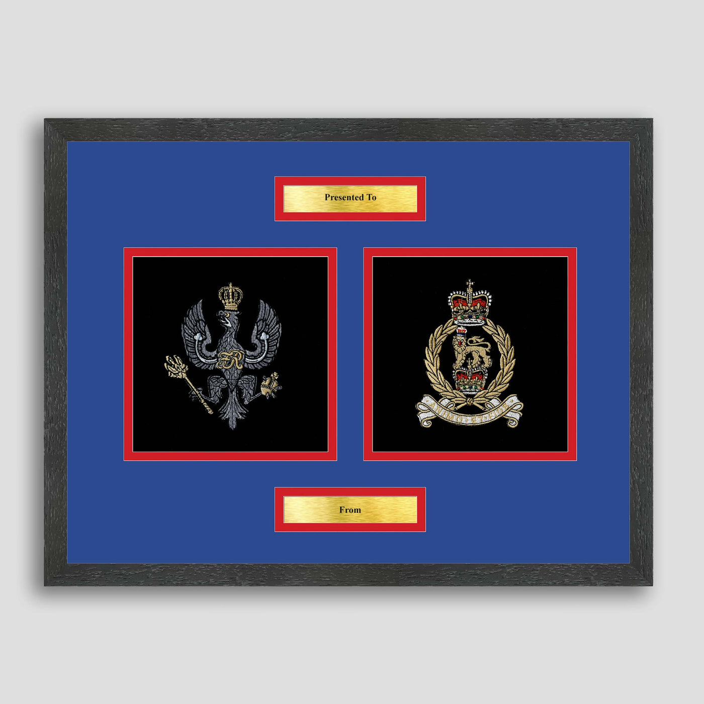 Kings Royal Hussars  & The AGC Framed Military Embroidery Presentation
