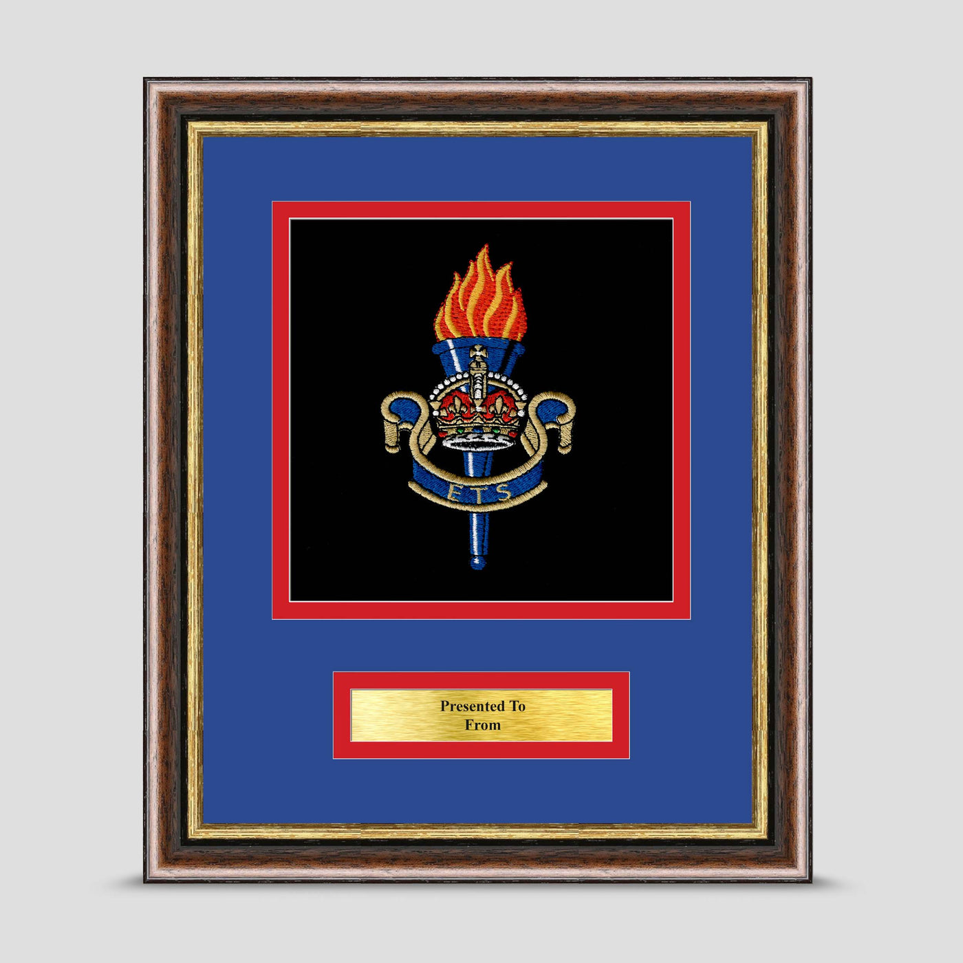 Educational and Training Services (ETS) Framed Military Embroidery Presentation