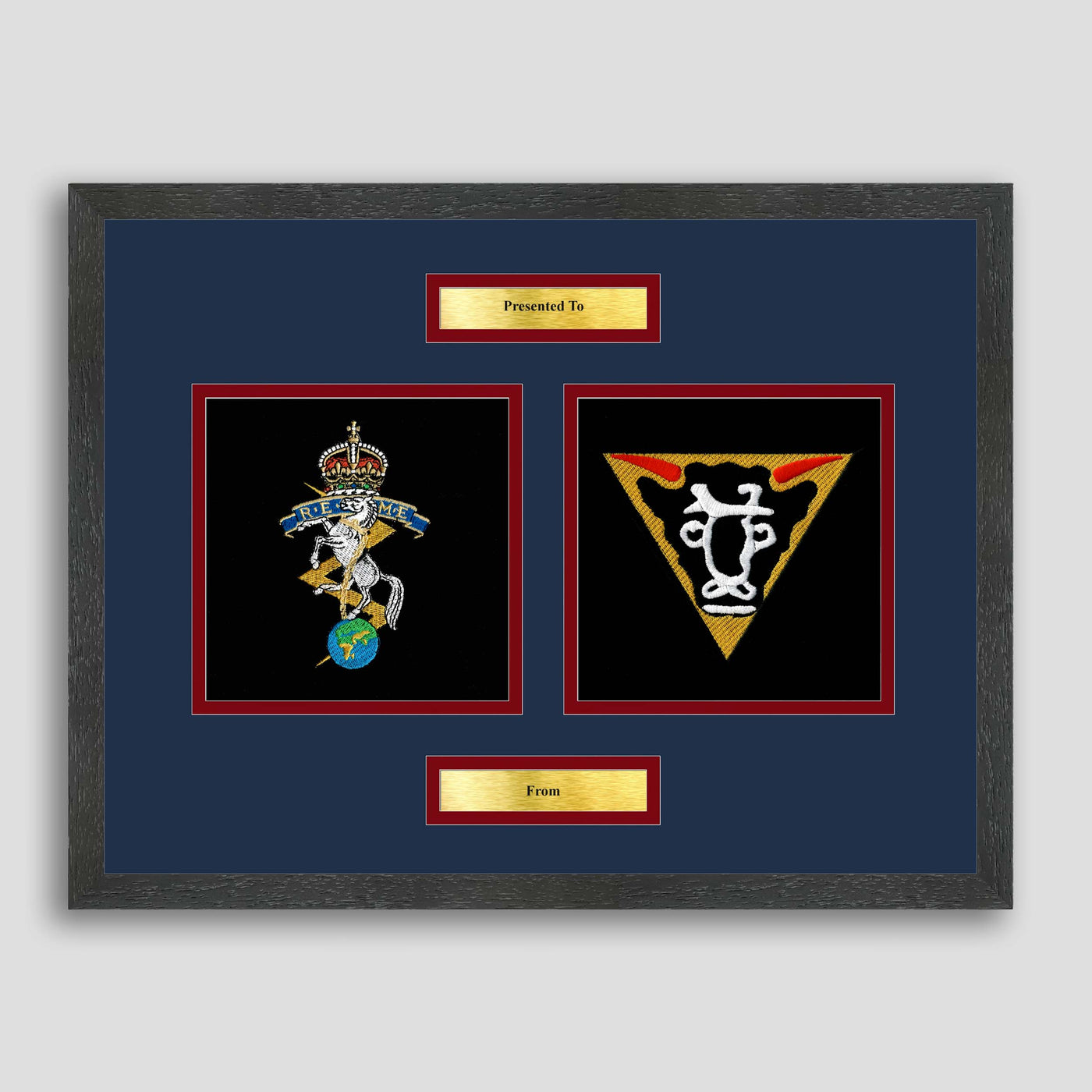 32 Engineers & REME Crest Framed Military Embroidery Presentation