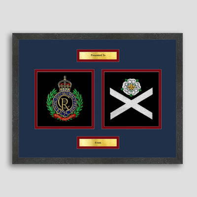 Royal Engineers & 3 Royal School of Military Engineers Framed Military Embroidery Presentation
