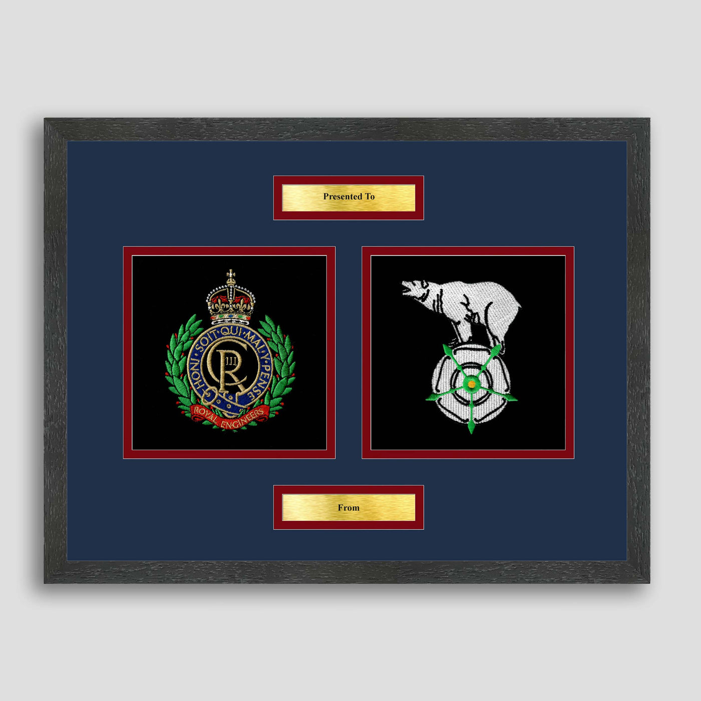 Royal Engineers & 106 Field Sqn 75 RE Framed Military Embroidery Presentation