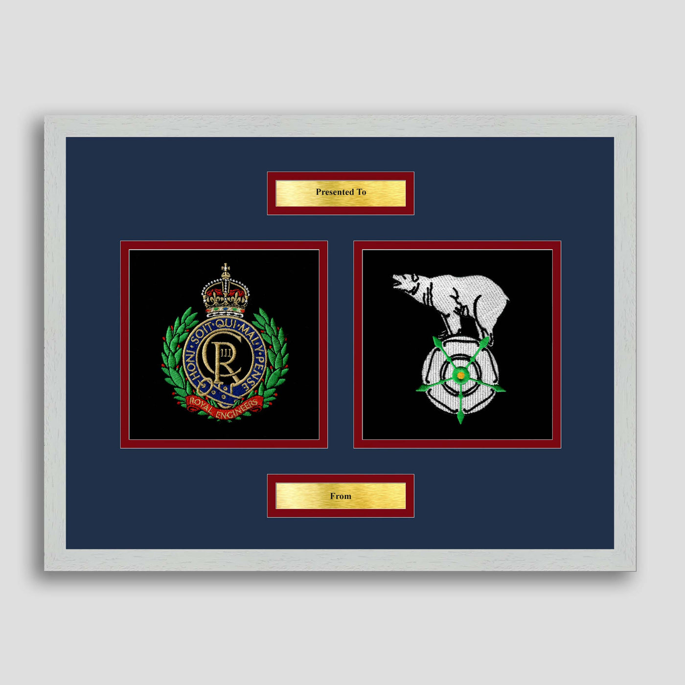 Royal Engineers & 106 Field Sqn 75 RE Framed Military Embroidery Presentation