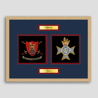 Army Training Regiment & Light Dragoons Framed Military Embroidery Presentation