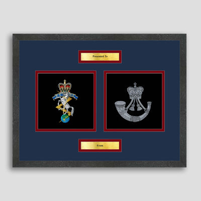 Rifles & REME Crest Framed Military Embroidery Presentation