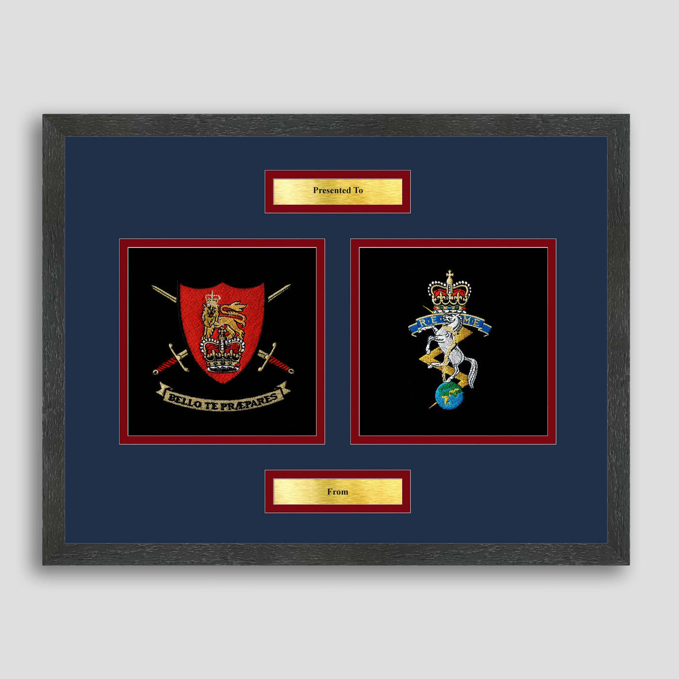 Army Training Regiment & REME Framed Military Embroidery Presentation