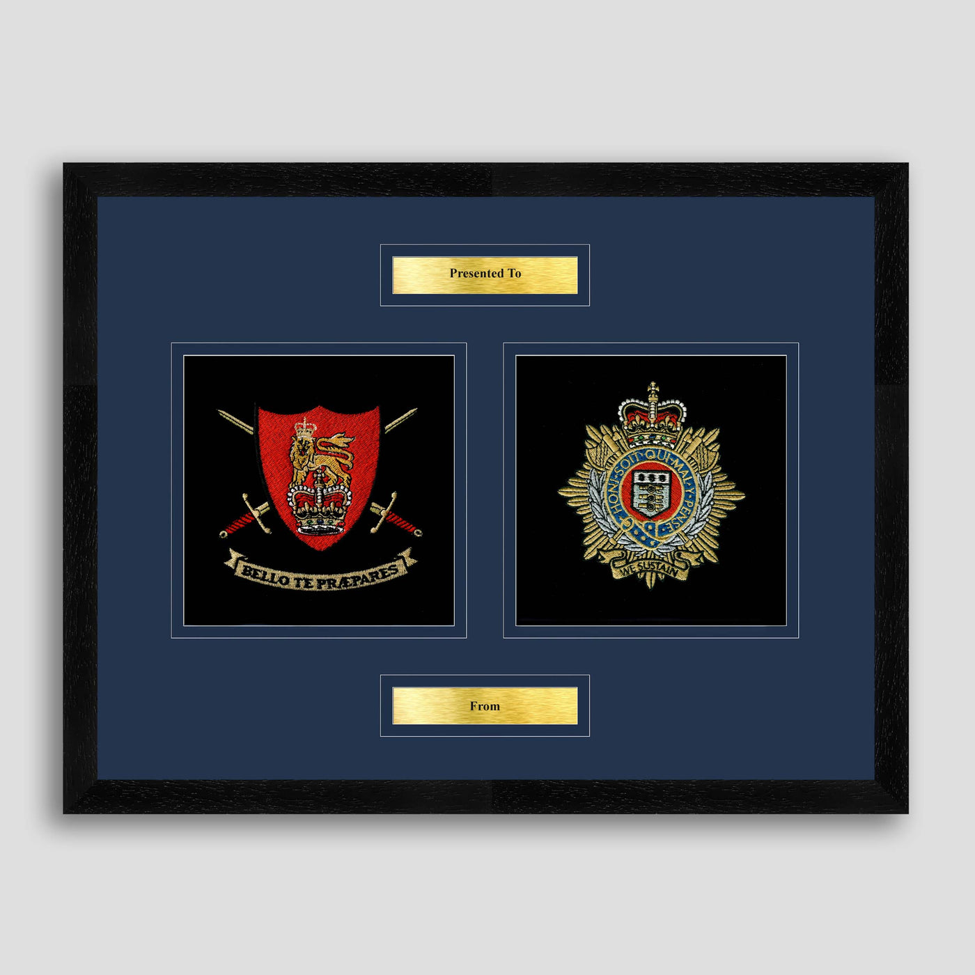 Army Training Regiment & Royal Logistic Corps Framed Military Embroidery Presentation