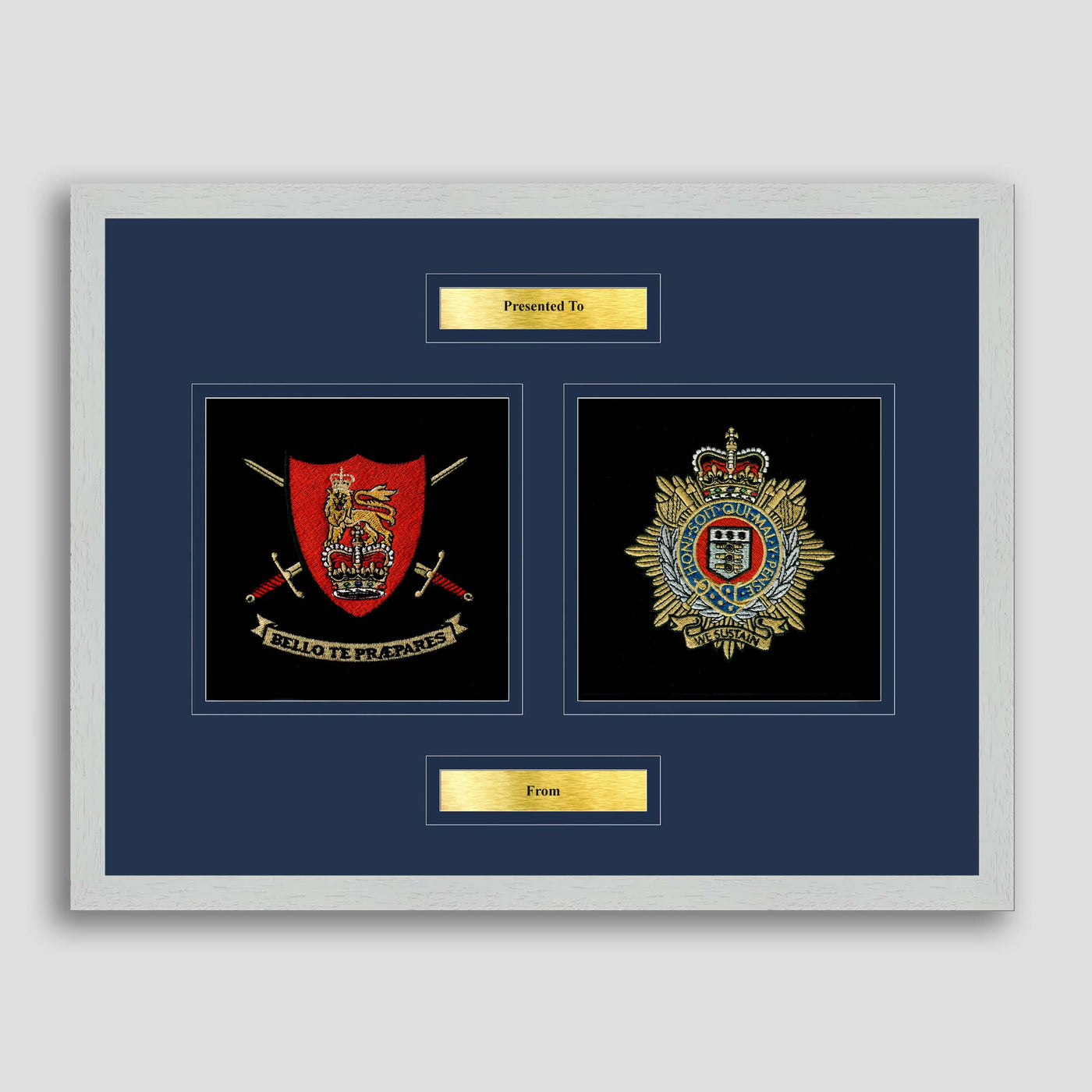 Army Training Regiment & Royal Logistic Corps Framed Military Embroidery Presentation