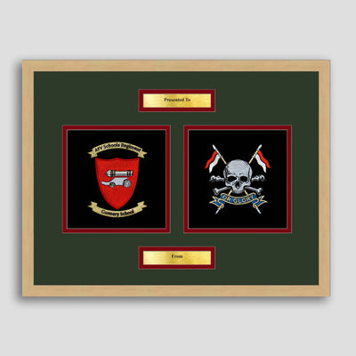 AFV Gunnery School Corps & The Royal Lancers Framed Military Embroidery Presentation