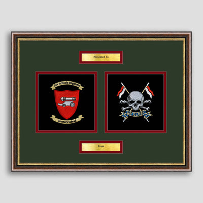 AFV Gunnery School Corps & The Royal Lancers Framed Military Embroidery Presentation