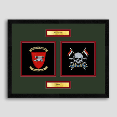 AFV Gunnery School Corps & The Royal Lancers Framed Military Embroidery Presentation
